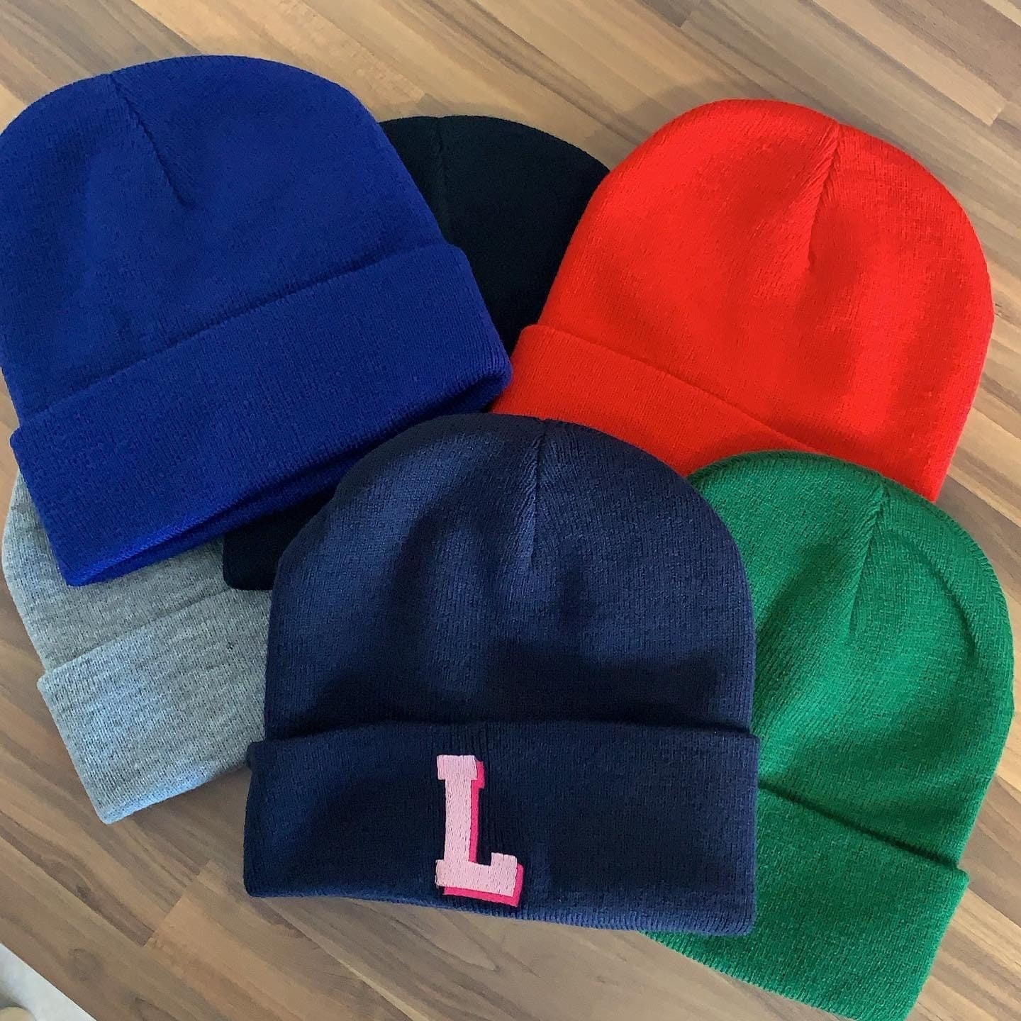 Embroidered Initial Beanie Hat: Personalized Winter Gift