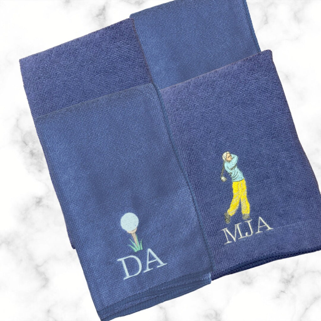 Personalized Golf Microfibre Cloth with Keyring: Embroidered Golfer Gift