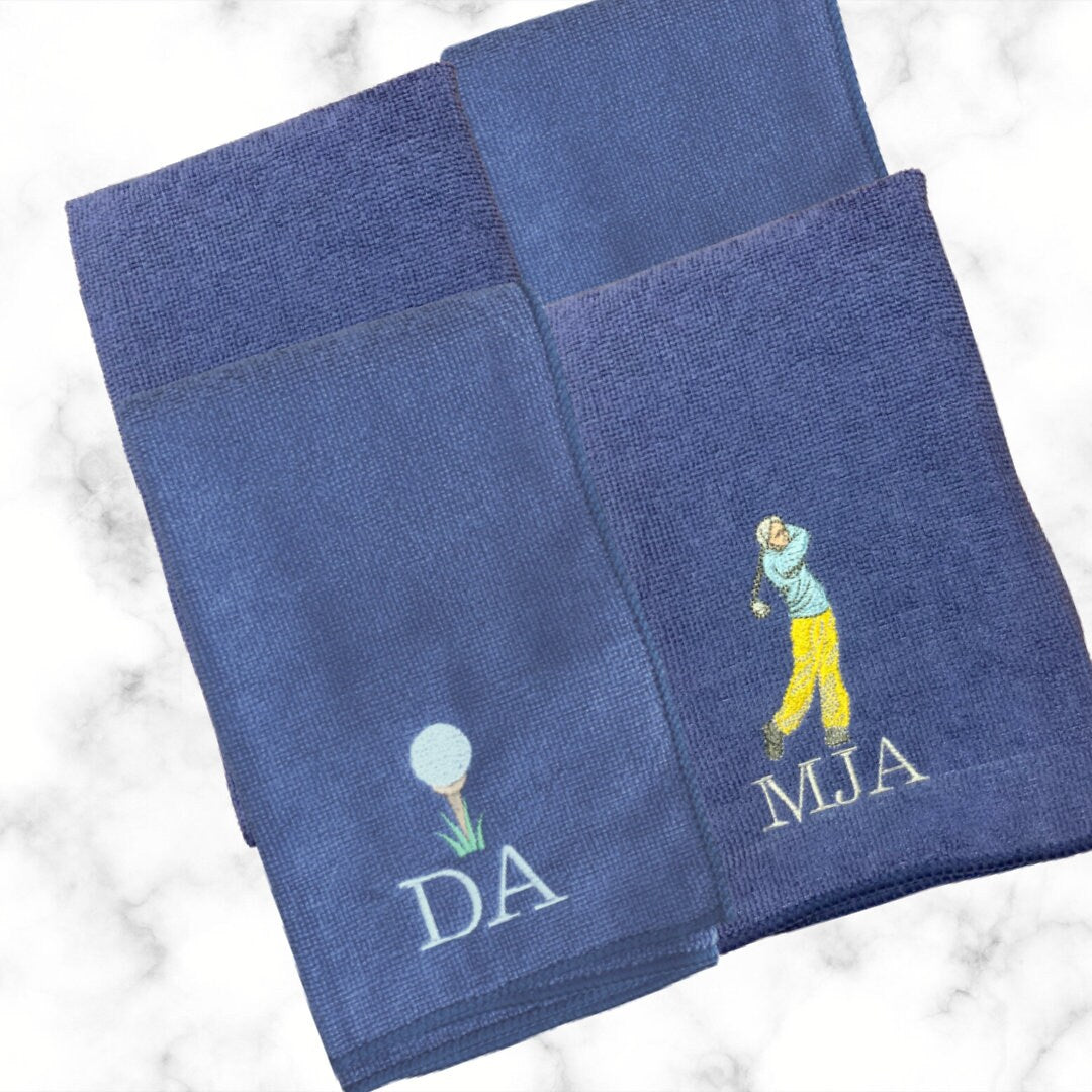 Personalized Golf Microfibre Cloth with Keyring: Embroidered Golfer Gift