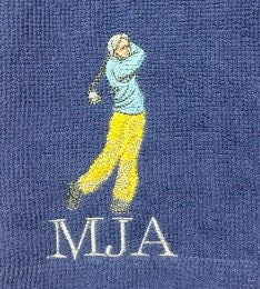 Personalized Golf Microfibre Cloth with Keyring: Embroidered Golfer Gift