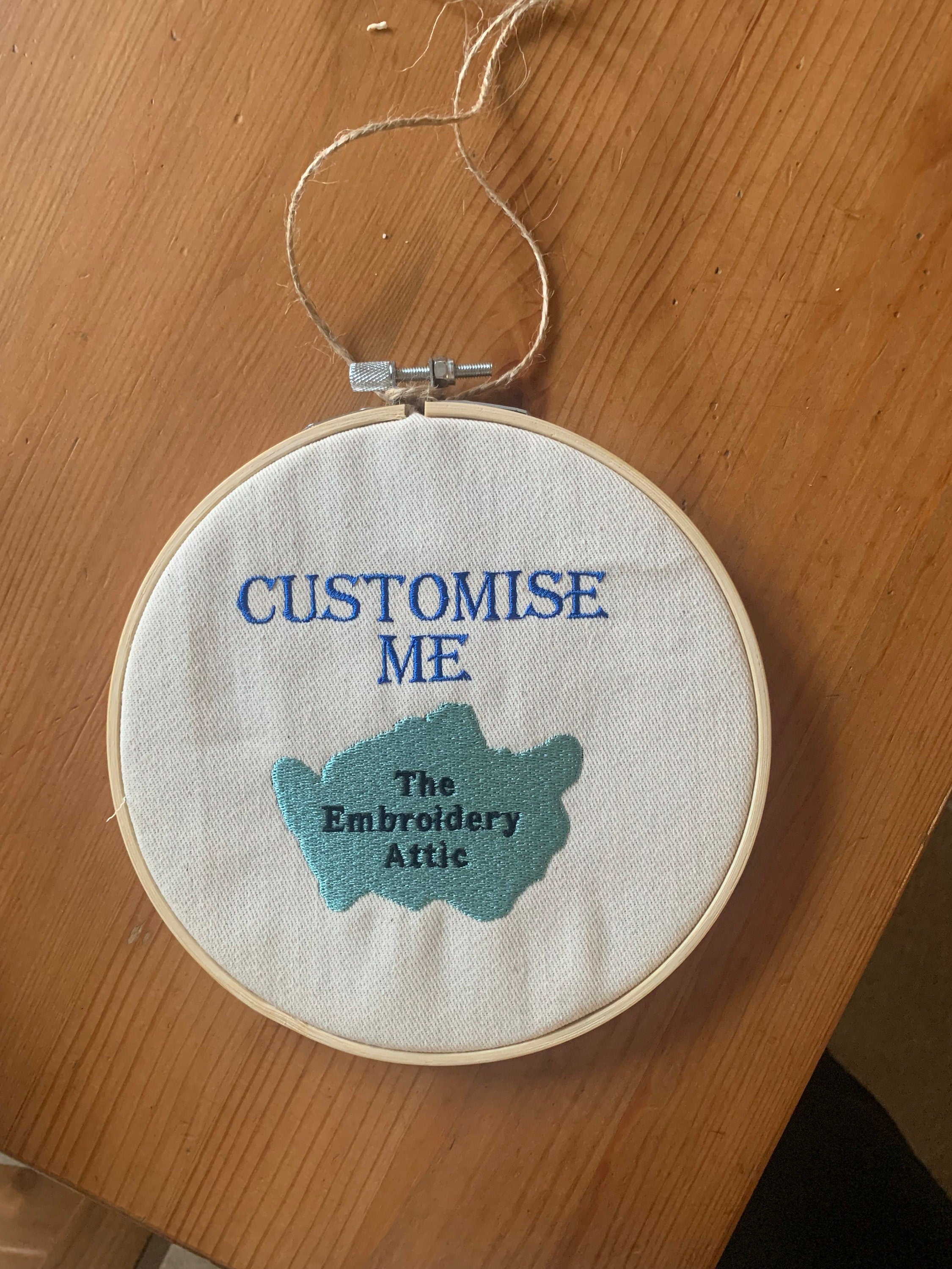 Custom Embroidery Hoop: Personalised Name, Initial, or Date Wall Art