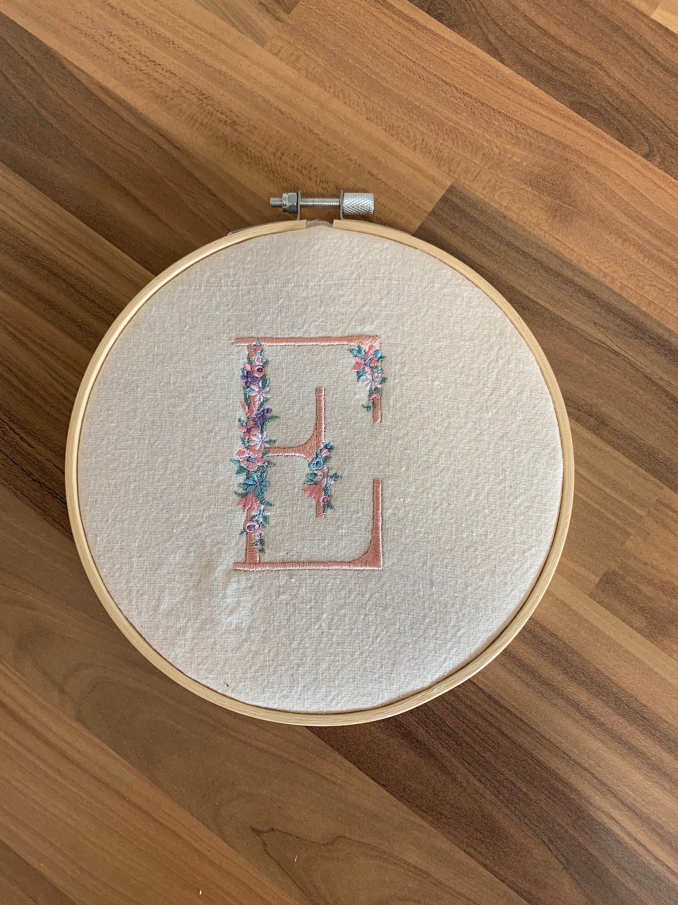Custom Floral Initial Embroidery Hoop: Personalised Wall Art