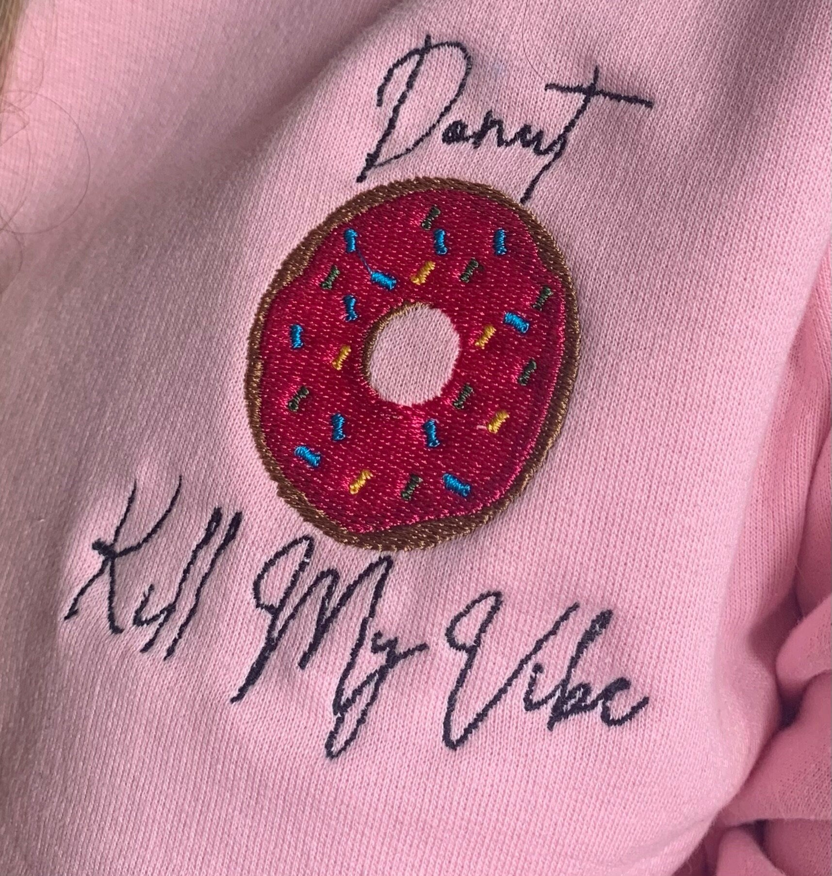 Embroidered Donut Sweatshirt | Slogan Jumper