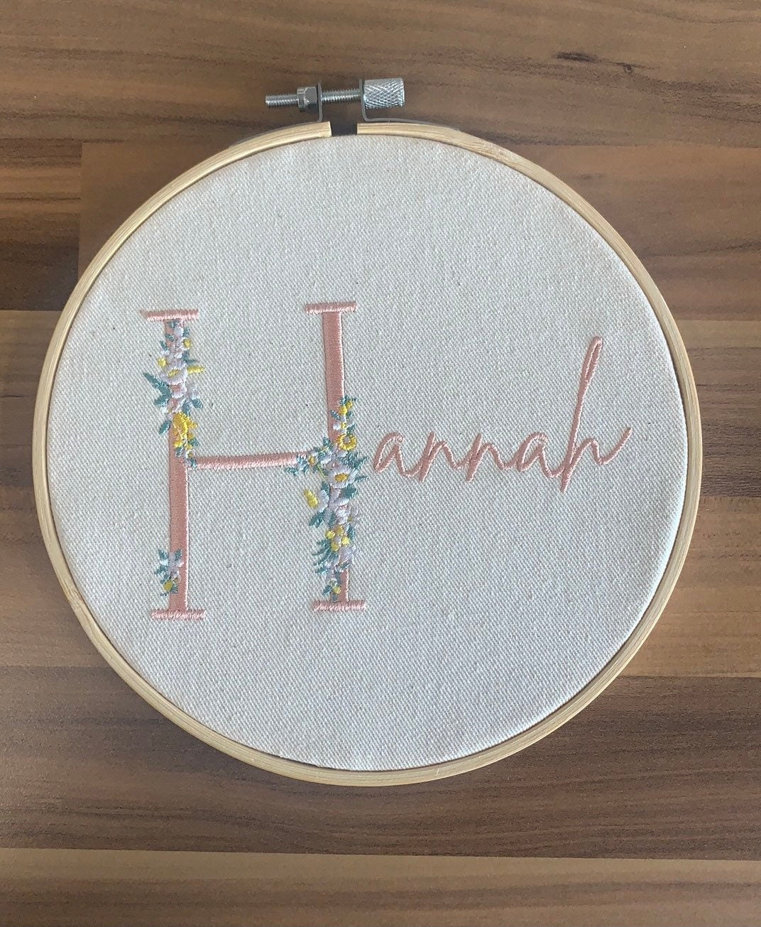 Custom Floral Initial Embroidery Hoop: Personalised Wall Art