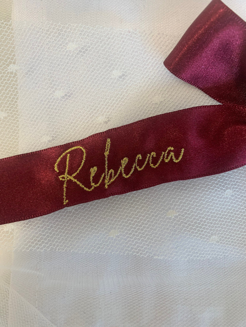 Embroidered Silk Ribbon Place Setting: Personalized Wedding Table Decor