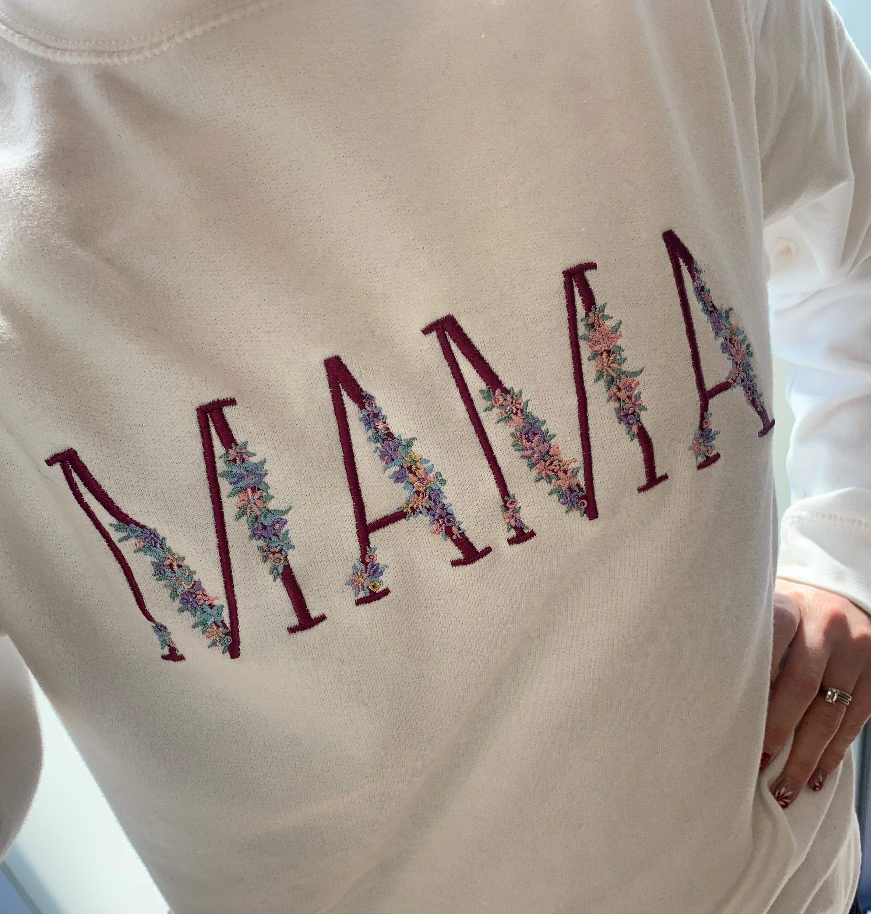 Floral Embroidered Mama Sweatshirt: Personalized Women's Jumper