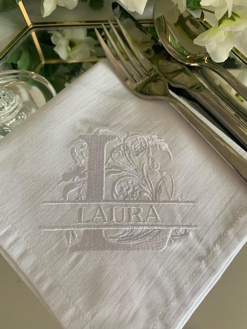Personalized Embroidered Napkins: Wedding & Christmas Place Setting