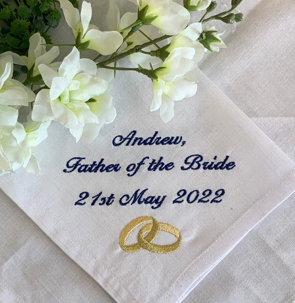 Embroidered Wedding Handkerchief: Personalized Bridal Favor