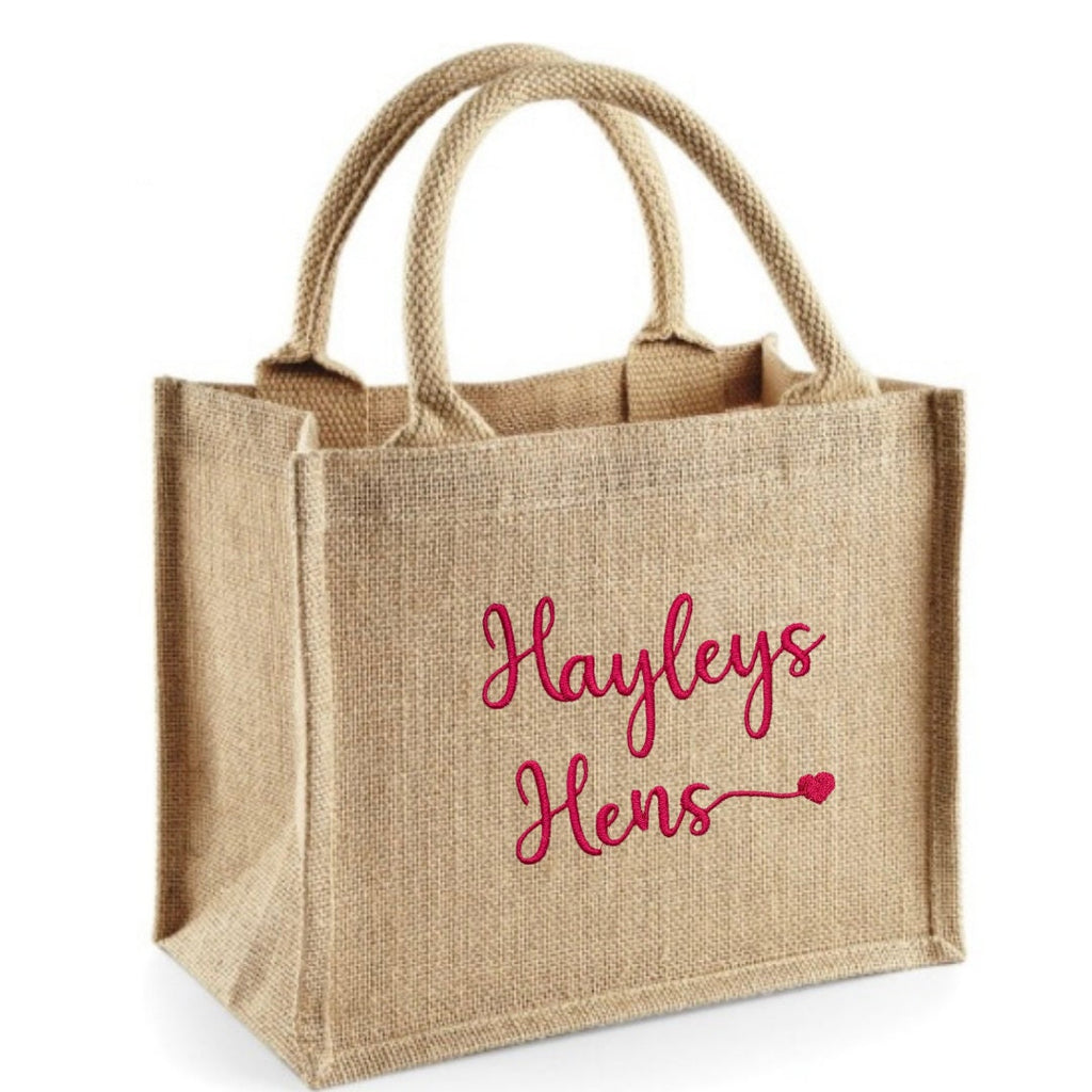 Personalized Embroidered Jute Gift Bags: Bridal Party Favor