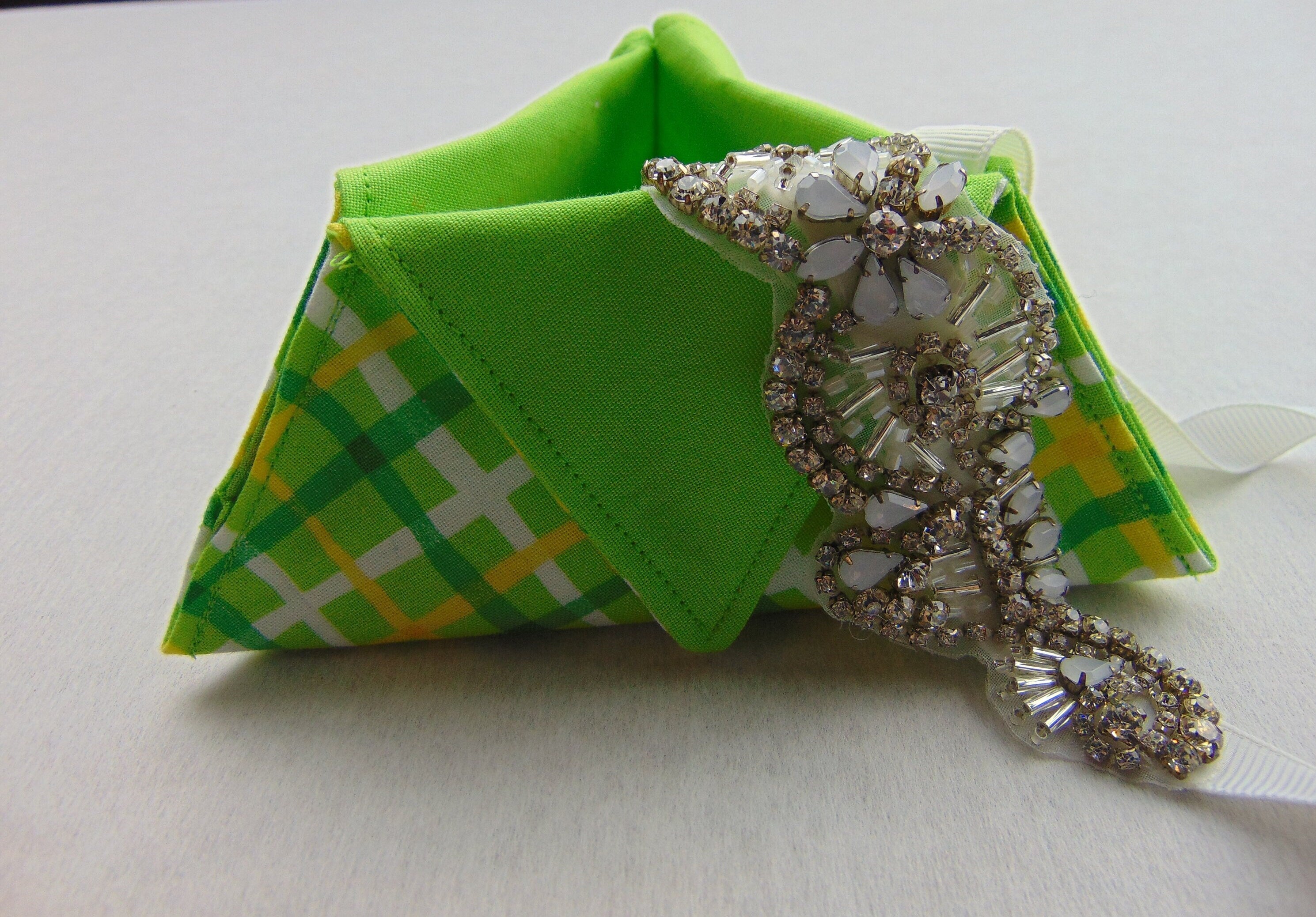 Fabric Trinket Box: Triangular Sewing Box, Hair Bobble Storage