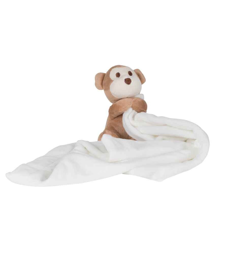 Embroidered Plush Baby Comforter: Personalized Monkey Gift