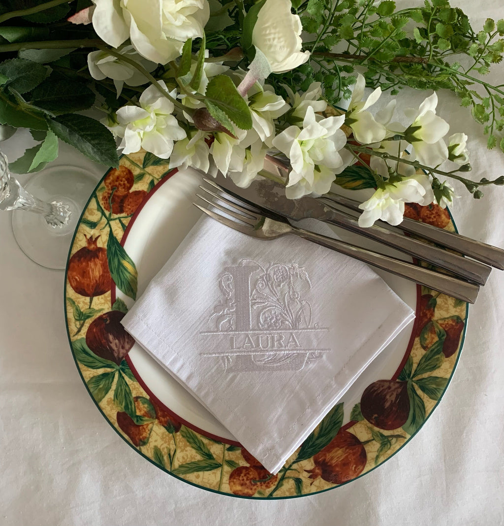 Personalized Embroidered Napkins: Wedding & Christmas Place Setting