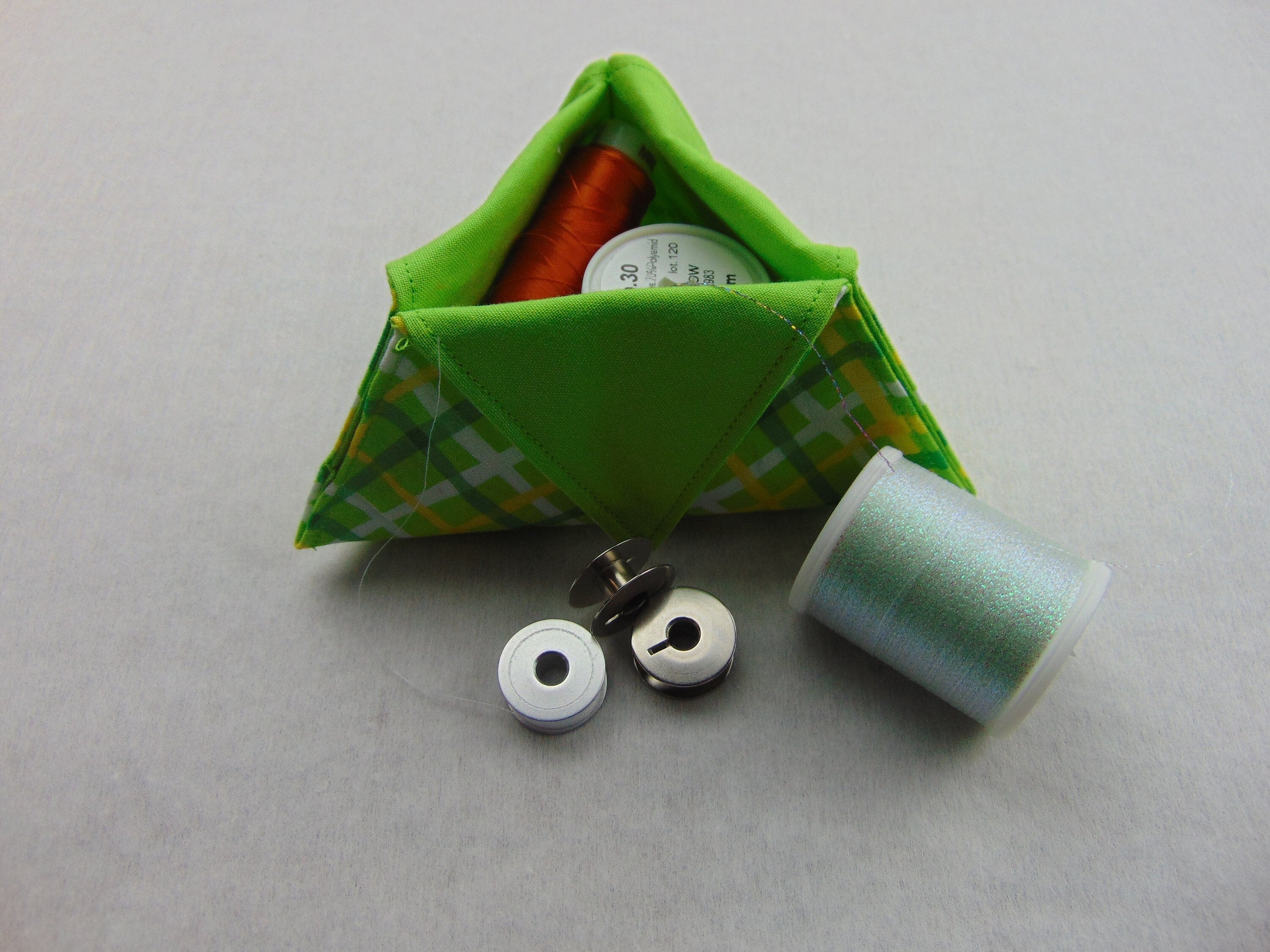 Fabric Trinket Box: Triangular Sewing Box, Hair Bobble Storage