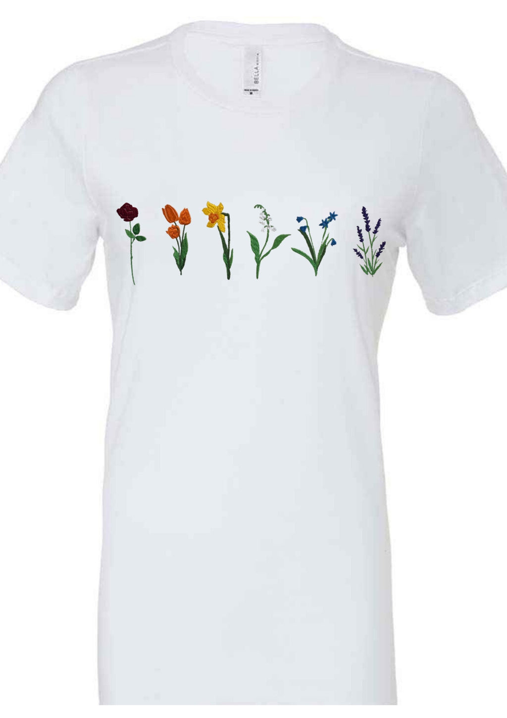 Embroidered Wildflower T-Shirt: Rainbow Pride Unisex Top