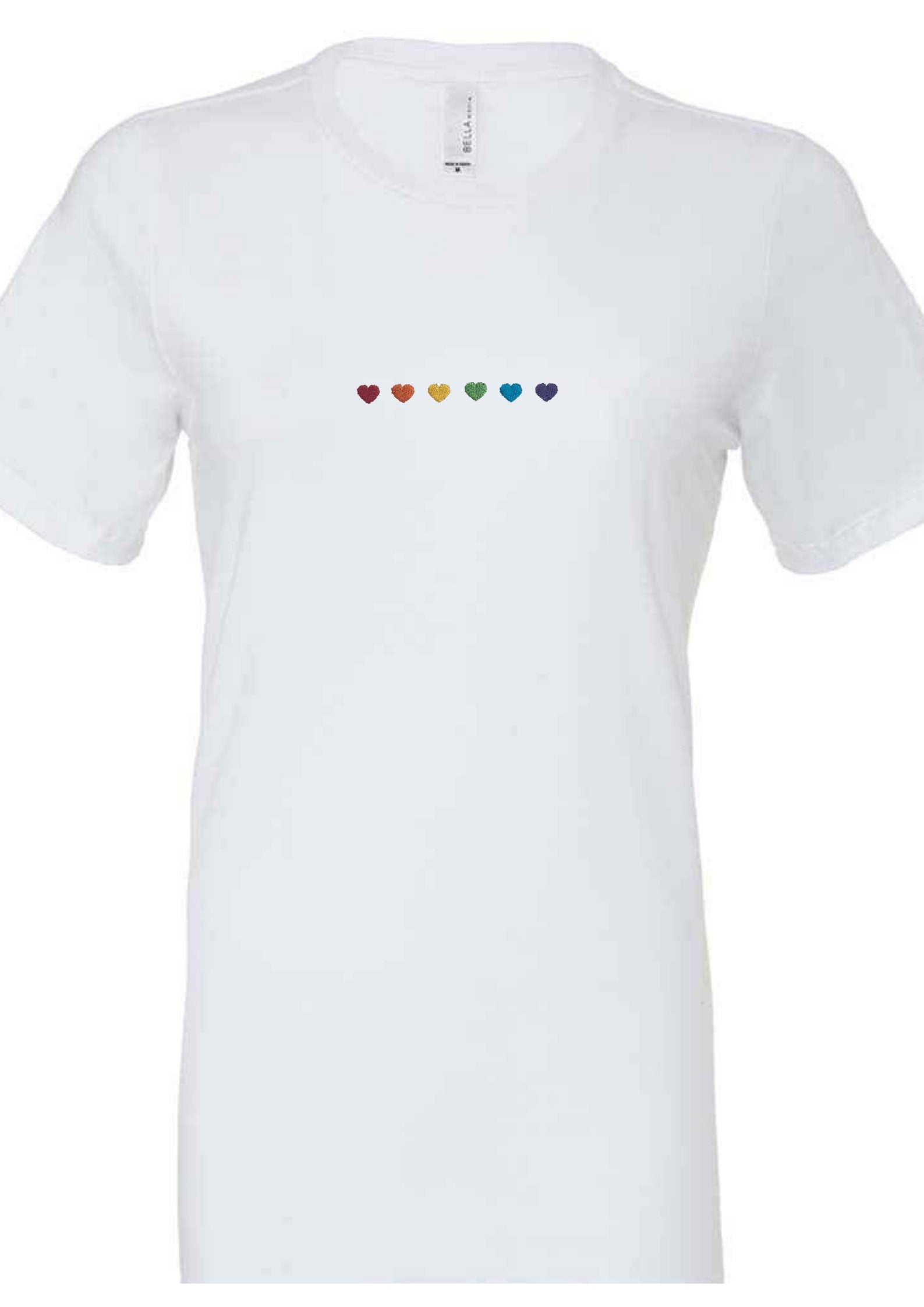 Embroidered Pride Heart T-Shirt: Unisex Rainbow Tee