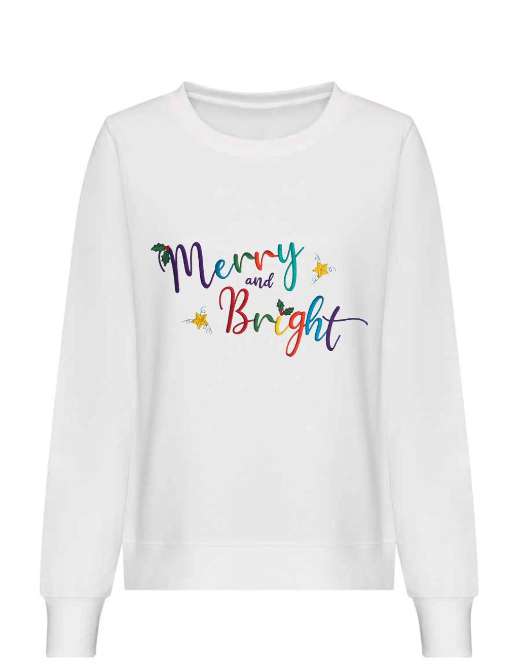 Embroidered Christmas Sweatshirt: Merry Bright Festive Jumper
