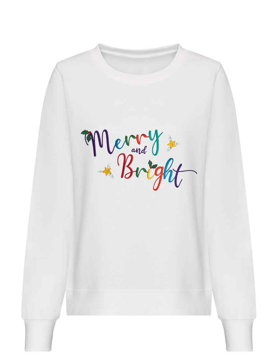 Embroidered Christmas Sweatshirt: Merry Bright Festive Jumper