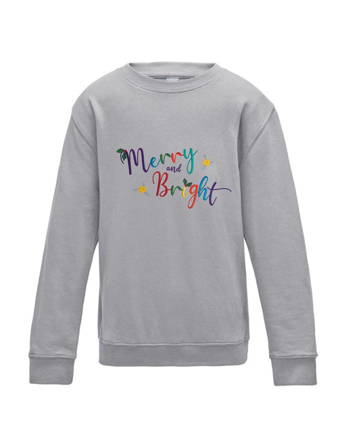 Embroidered Christmas Sweatshirt: Merry Bright Festive Jumper