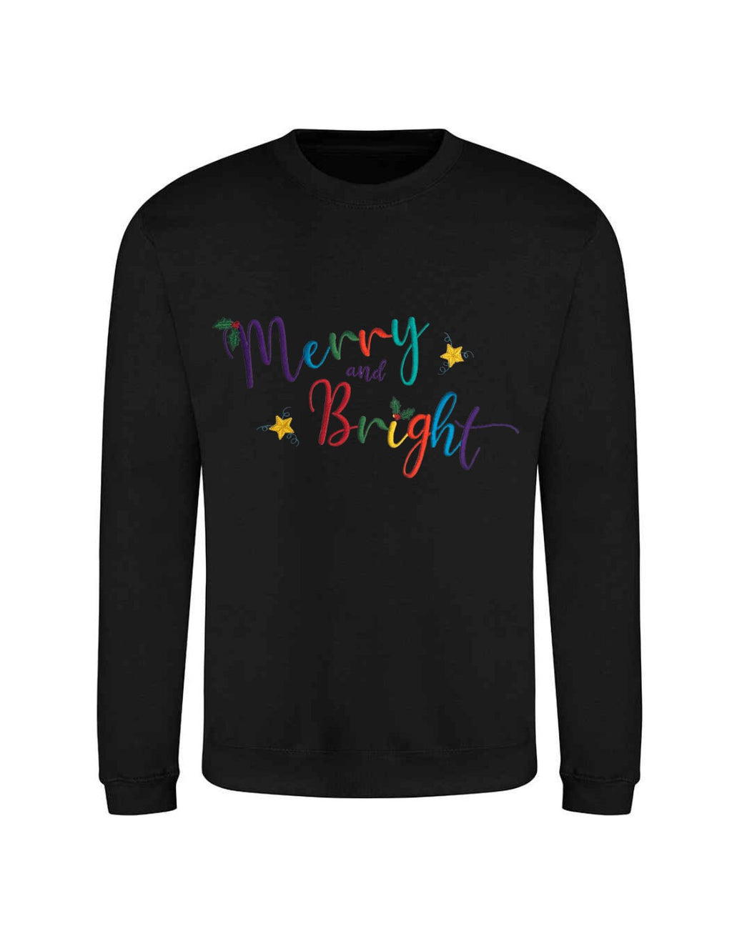Embroidered Christmas Sweatshirt: Merry Bright Festive Jumper