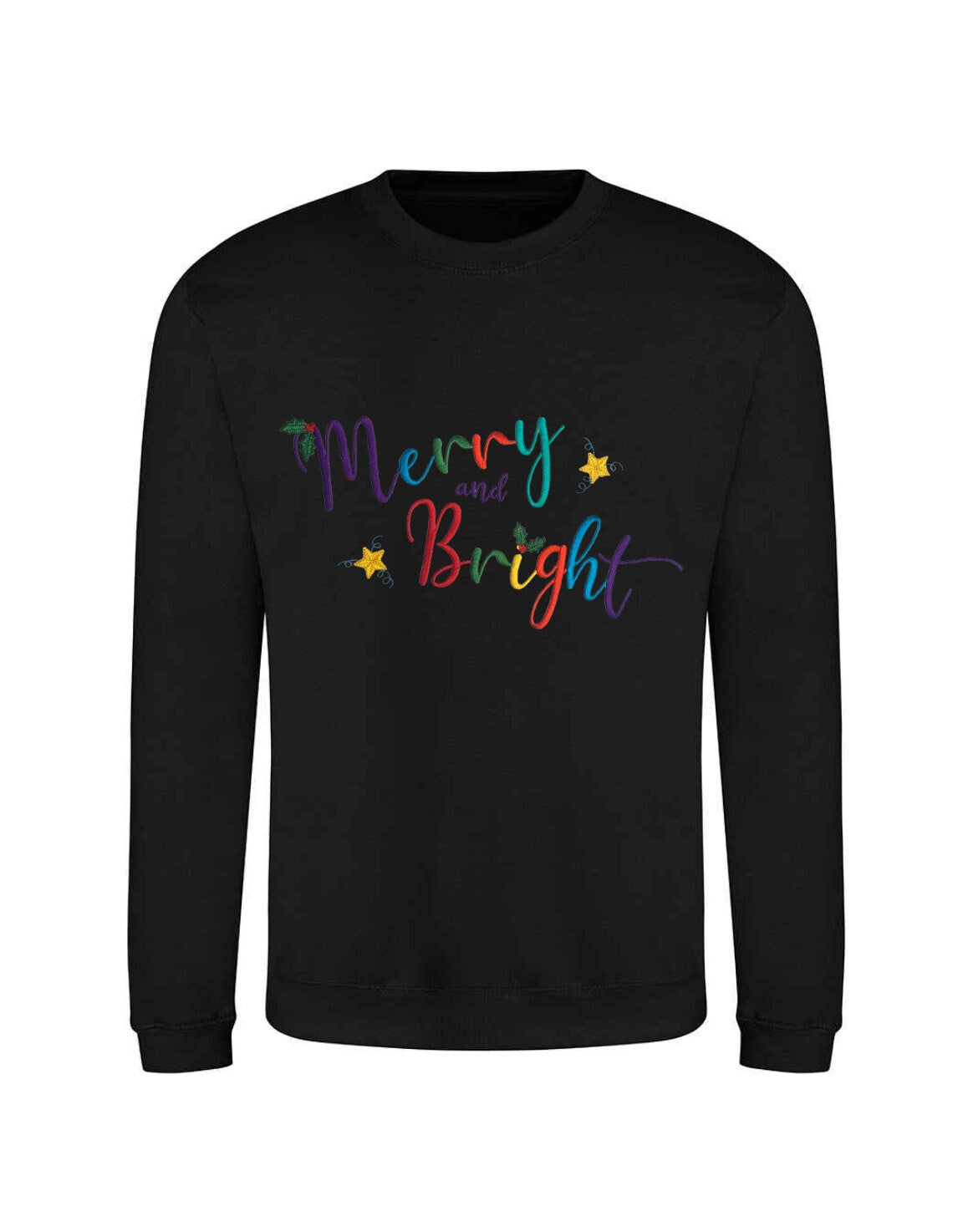 Embroidered Christmas Sweatshirt: Merry Bright Festive Jumper