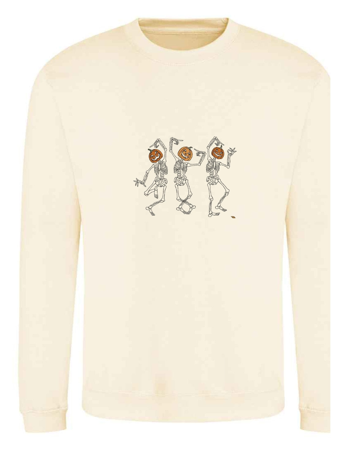 Embroidered Halloween Sweatshirt: Dancing Skeletons Jumper