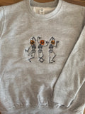 Embroidered Halloween Sweatshirt: Dancing Skeletons Jumper