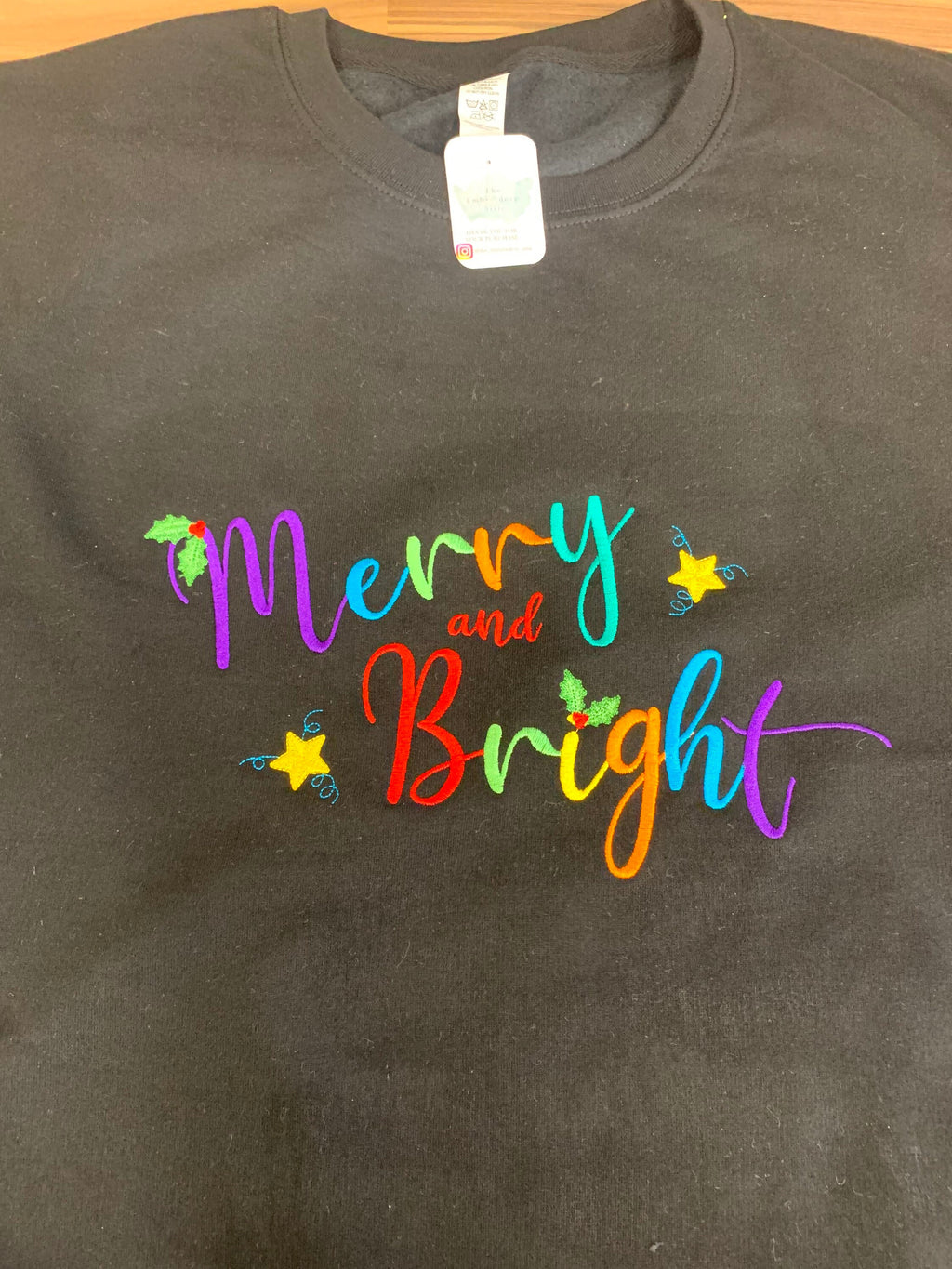 Embroidered Christmas Sweatshirt: Merry Bright Festive Jumper