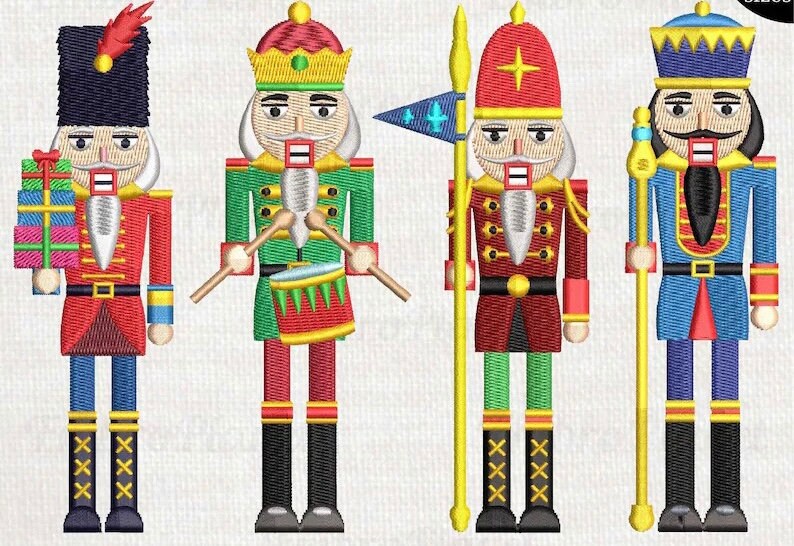 Personalized Embroidered Cotton Napkins: Christmas Nutcracker Place Setting