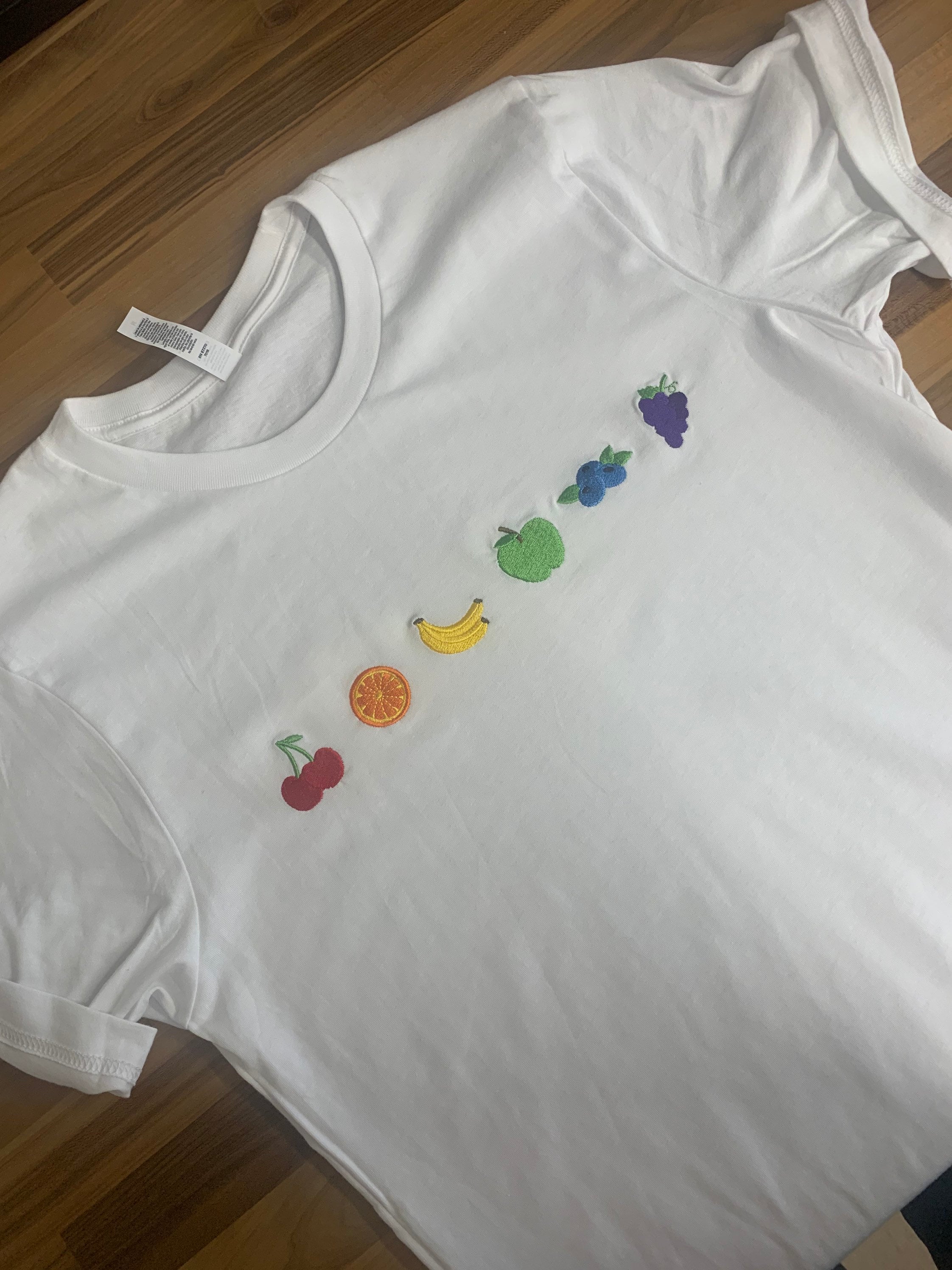 Embroidered Rainbow Fruit Pride T-Shirt - Unisex Fit