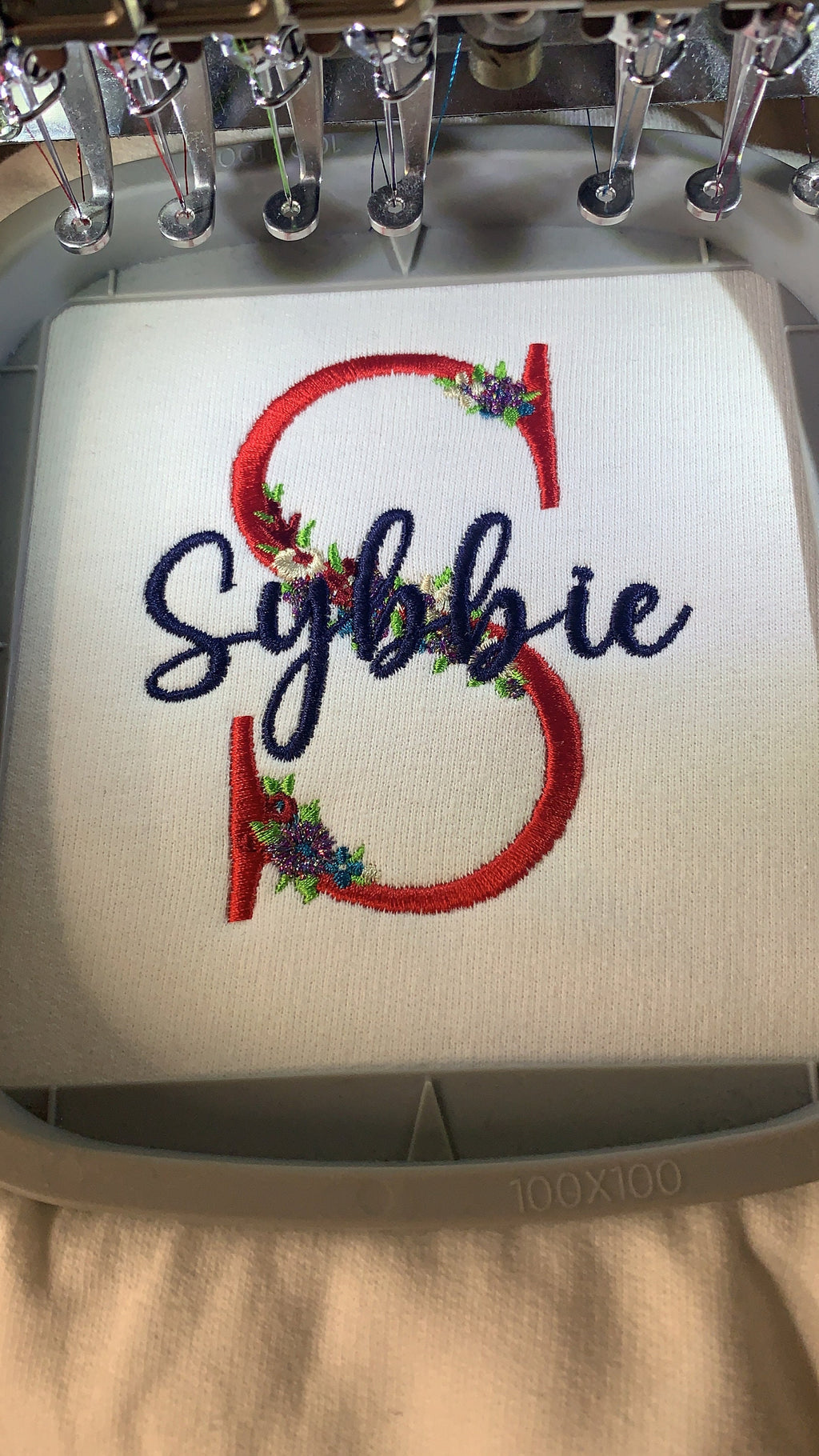 Personalized Floral Embroidered Kids Jumper: Custom Initial Sweater