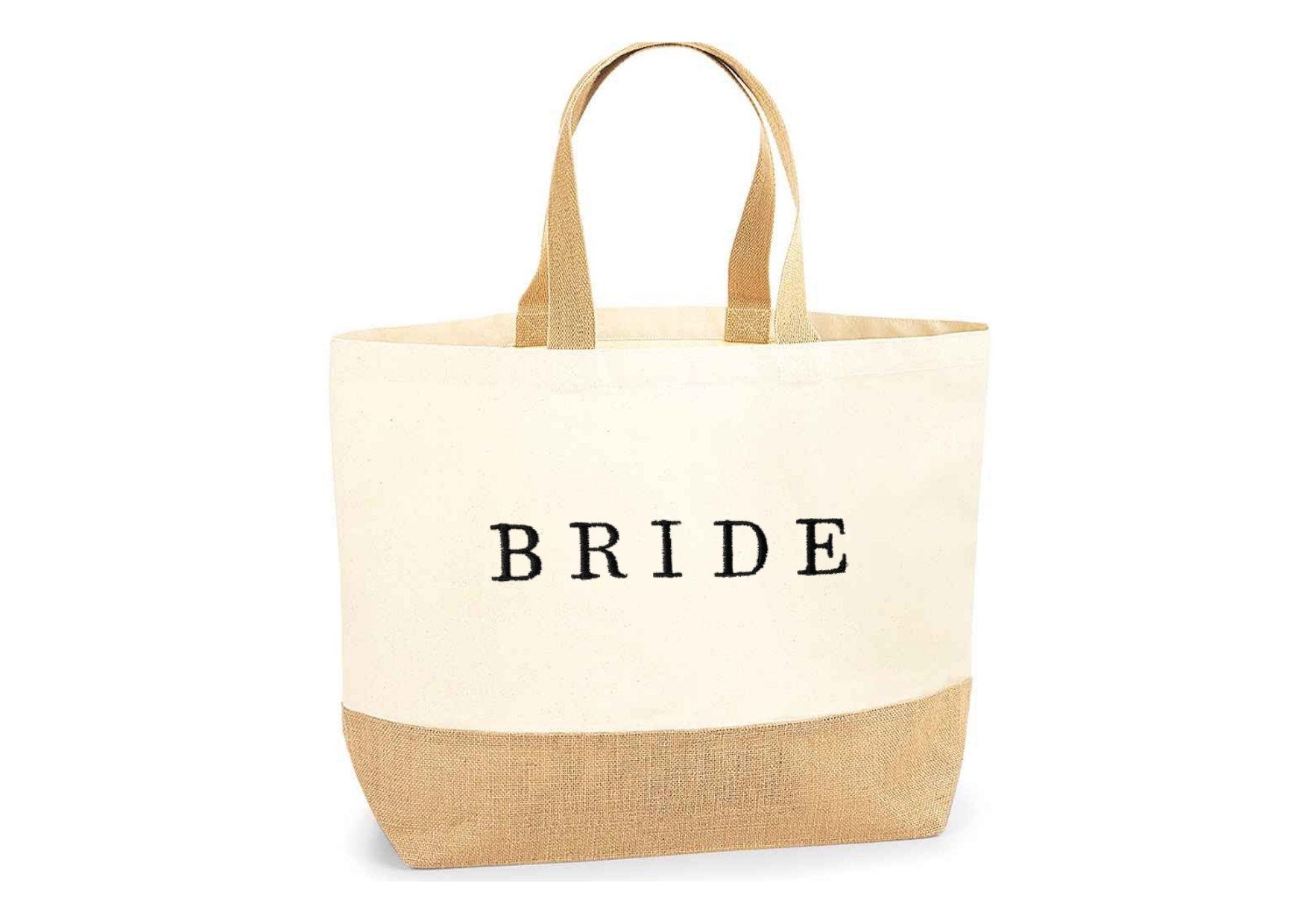 Personalized Jute & Canvas Tote Bag: Embroidered Wedding Favor