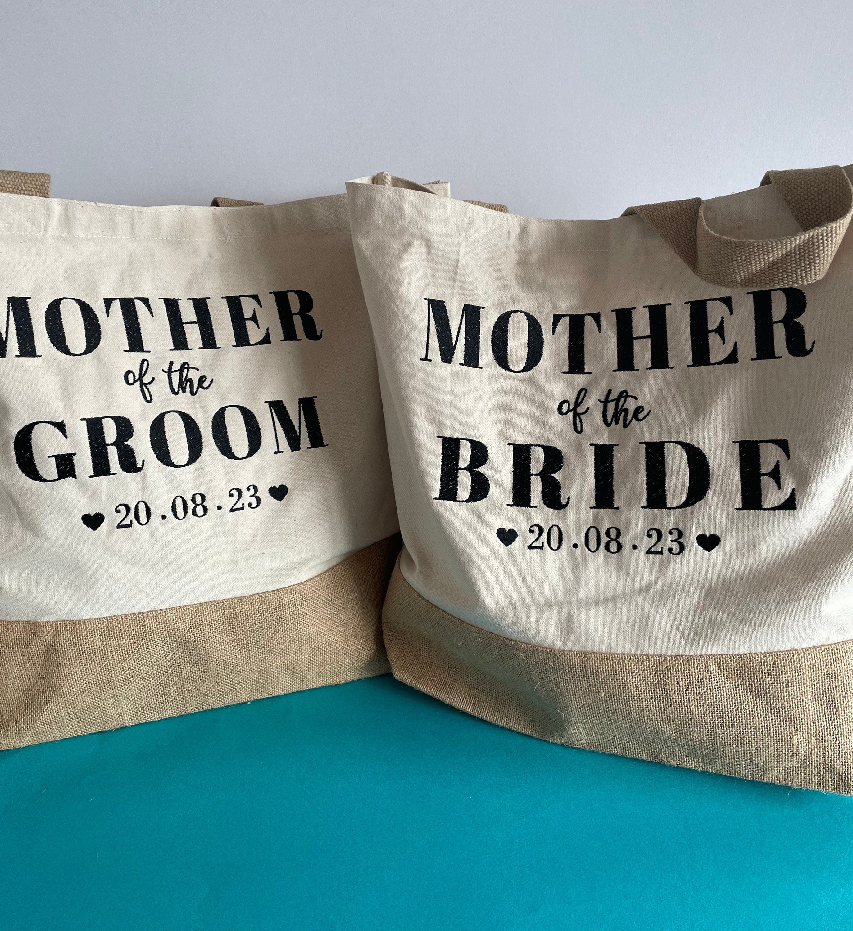 Personalized Jute & Canvas Tote Bag: Embroidered Wedding Favor