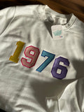 Embroidered Date Sweatshirt: Personalized Varsity Style Birth Year Jumper