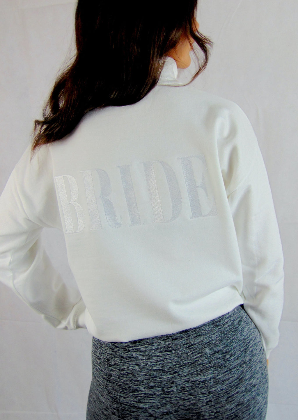 Embroidered Bride Quarter Zip Sweatshirt: Bridal Party Top