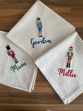 Personalized Embroidered Cotton Napkins: Christmas Nutcracker Place Setting