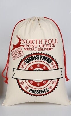 Personalized Embroidered Santa Sack, Christmas Gift Sack