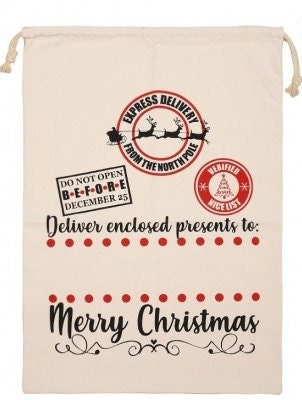 Personalized Embroidered Santa Sack, Christmas Gift Sack