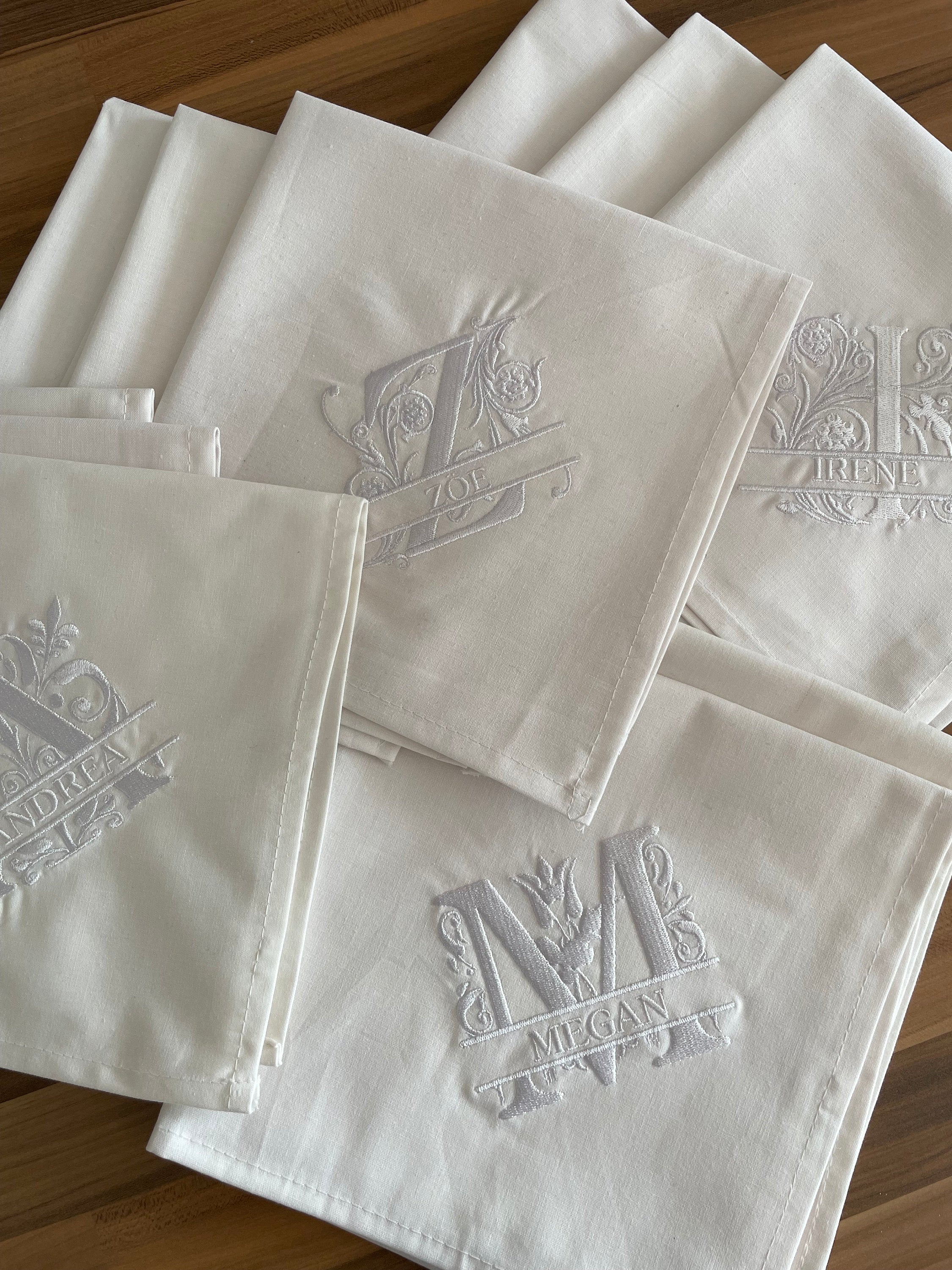 Personalized Embroidered Napkins: Wedding & Christmas Place Setting