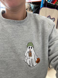 Embroidered Ghost Halloween Jumper: Custom Color Sweatshirt