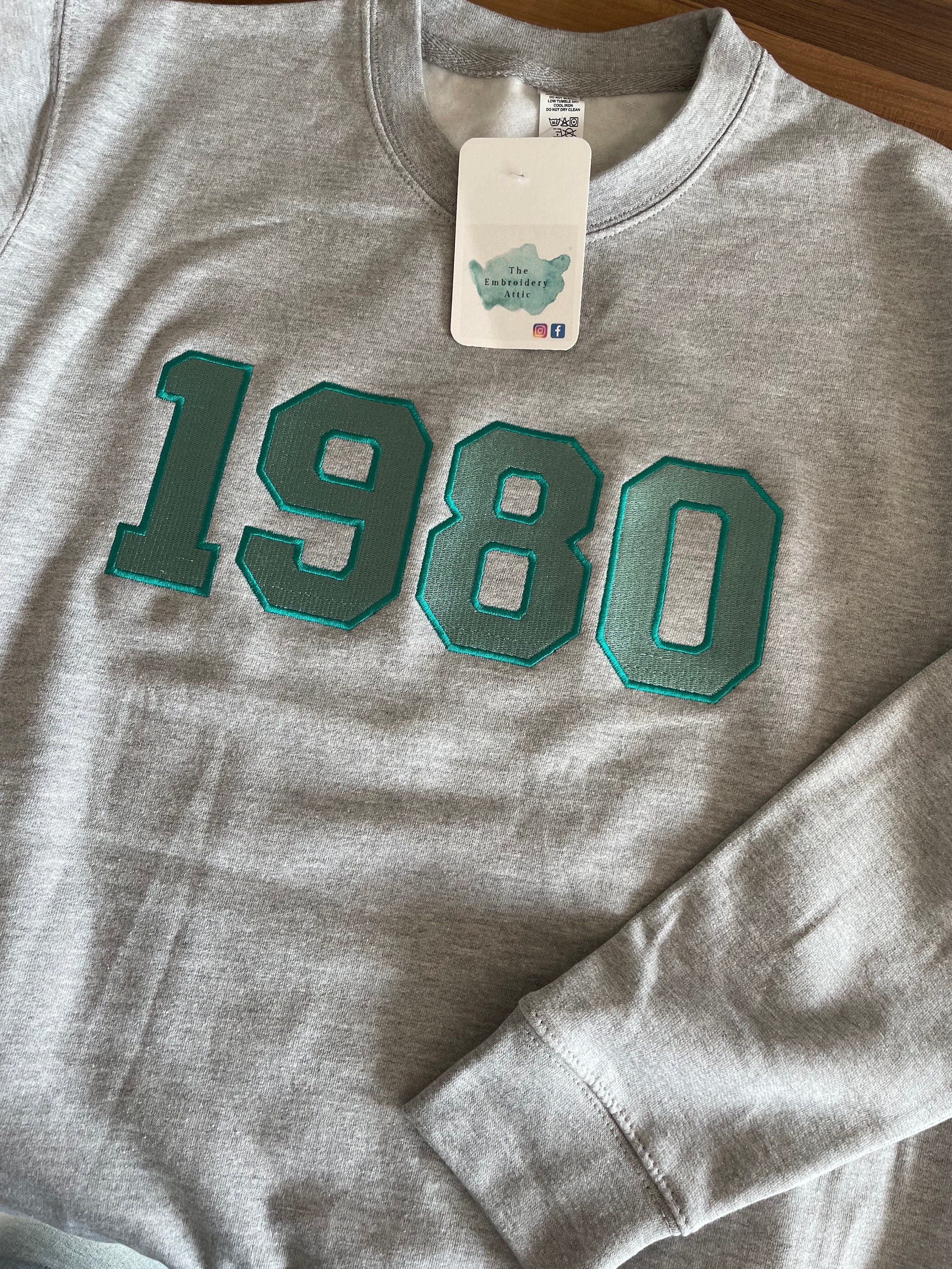 Embroidered Date Sweatshirt: Personalized Varsity Style Birth Year Jumper