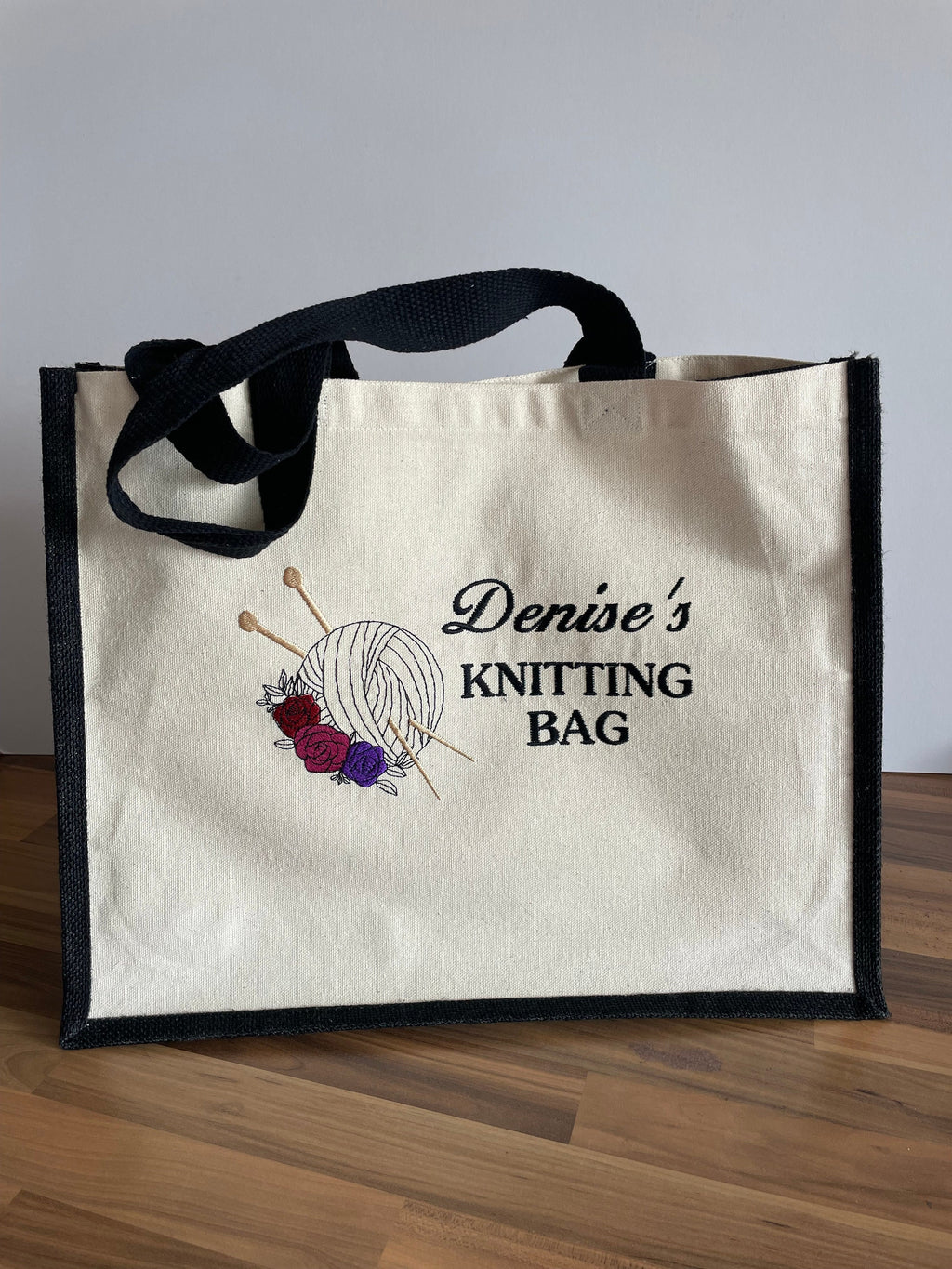 Personalized Canvas & Jute Knitting Project Bag