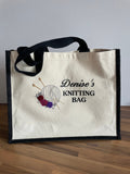 Personalized Canvas & Jute Knitting Project Bag