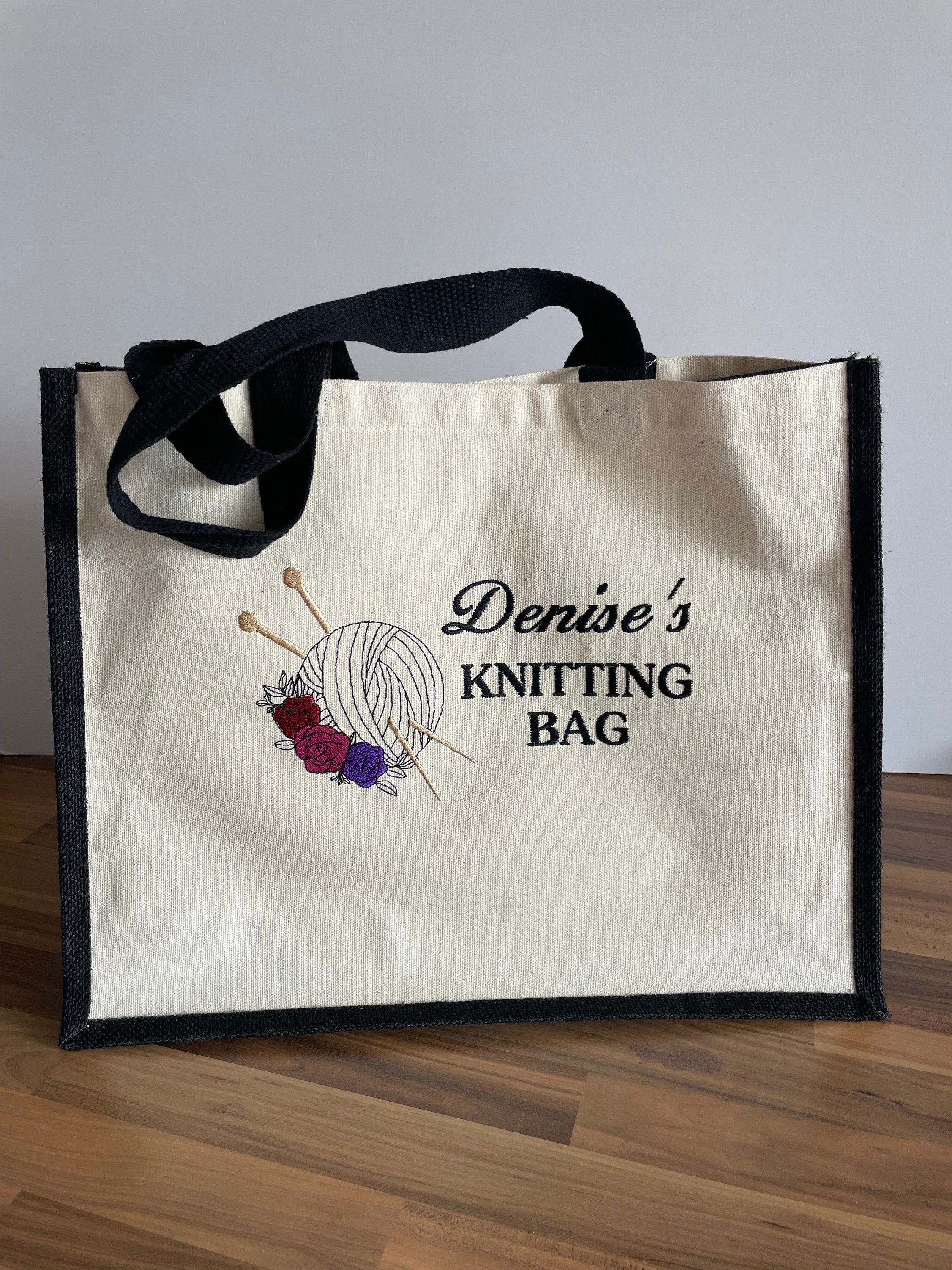 Personalized Canvas & Jute Knitting Project Bag