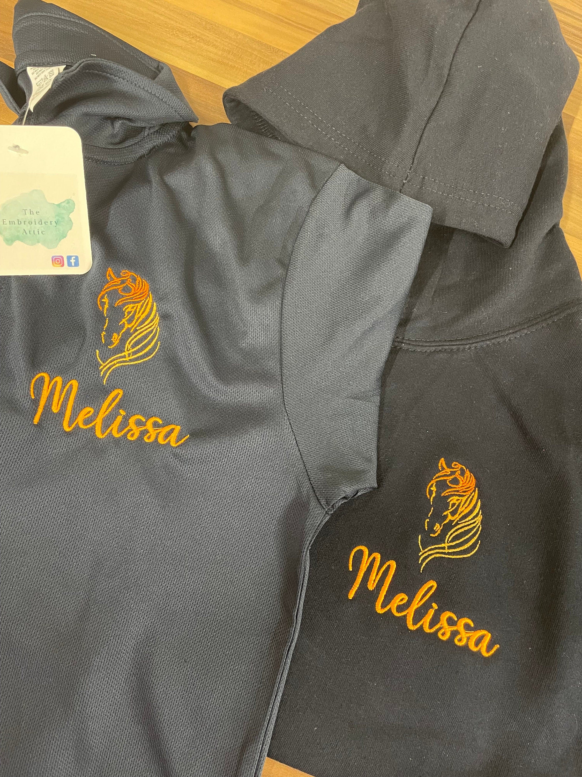 Personalized Equestrian Wear: Embroidered Horse Tops & Hat