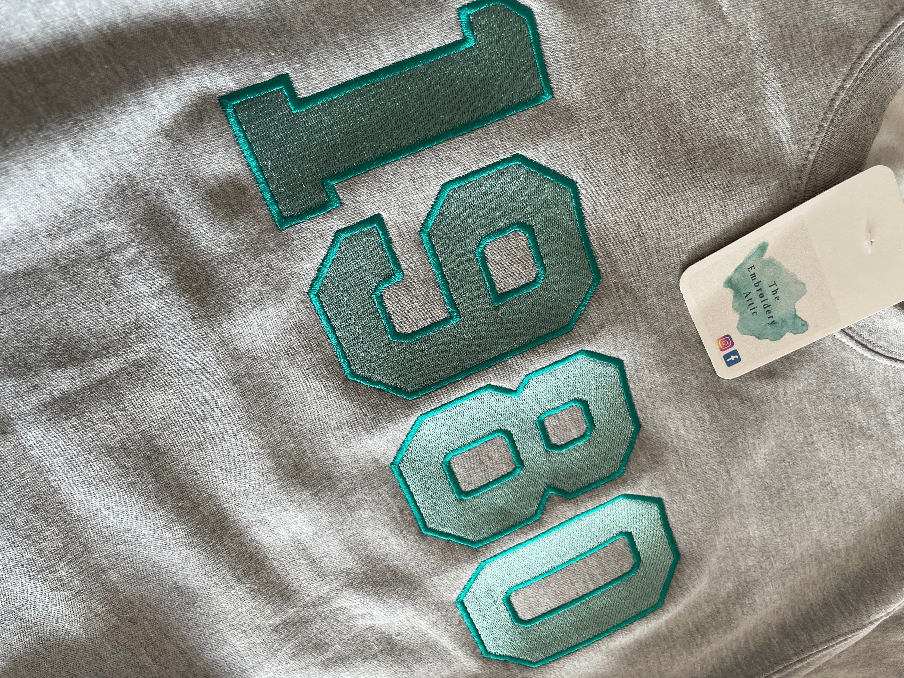 Embroidered Date Sweatshirt: Personalized Varsity Style Birth Year Jumper