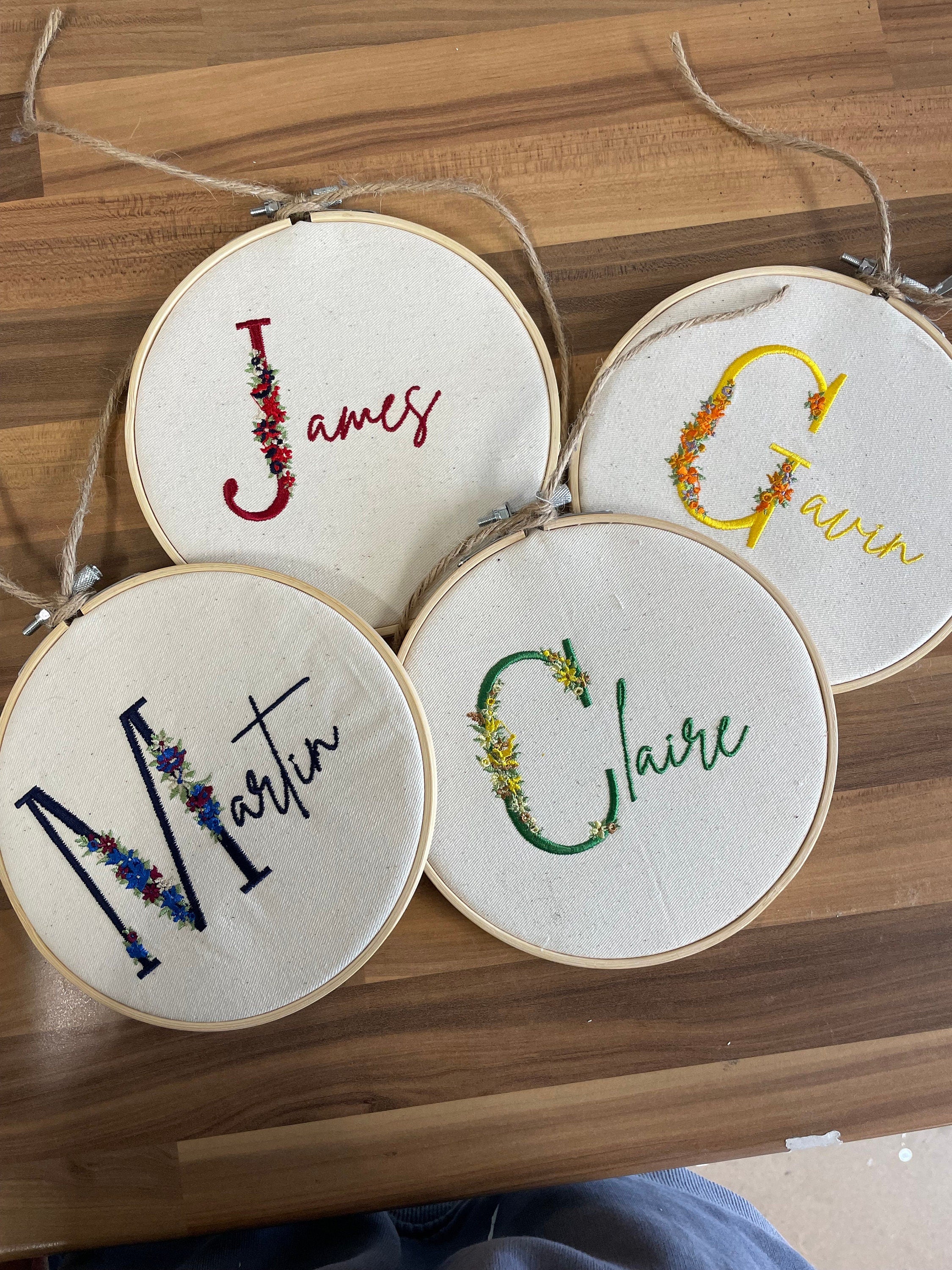 Custom Floral Initial Embroidery Hoop: Personalised Wall Art