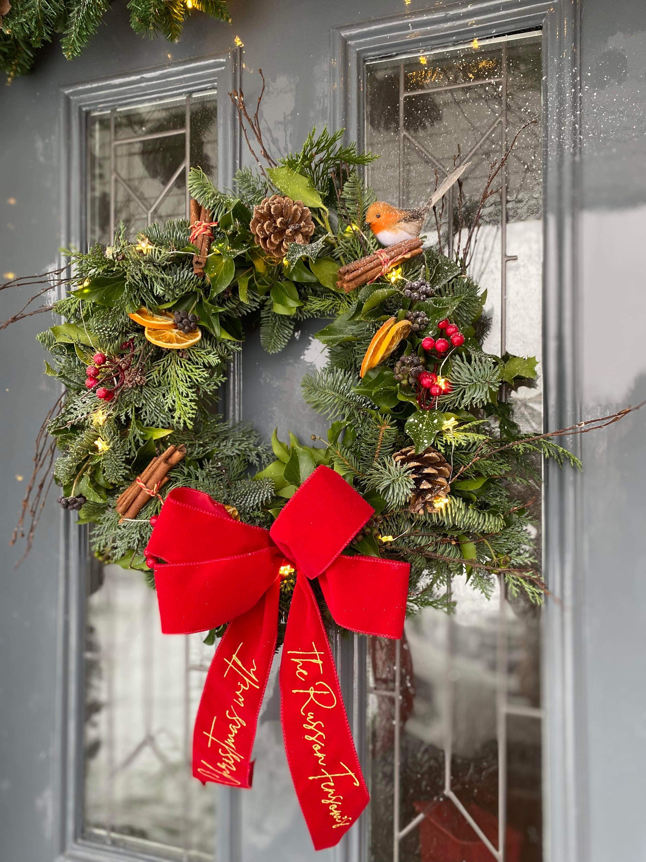Personalized Velvet Christmas Wreath Ribbon