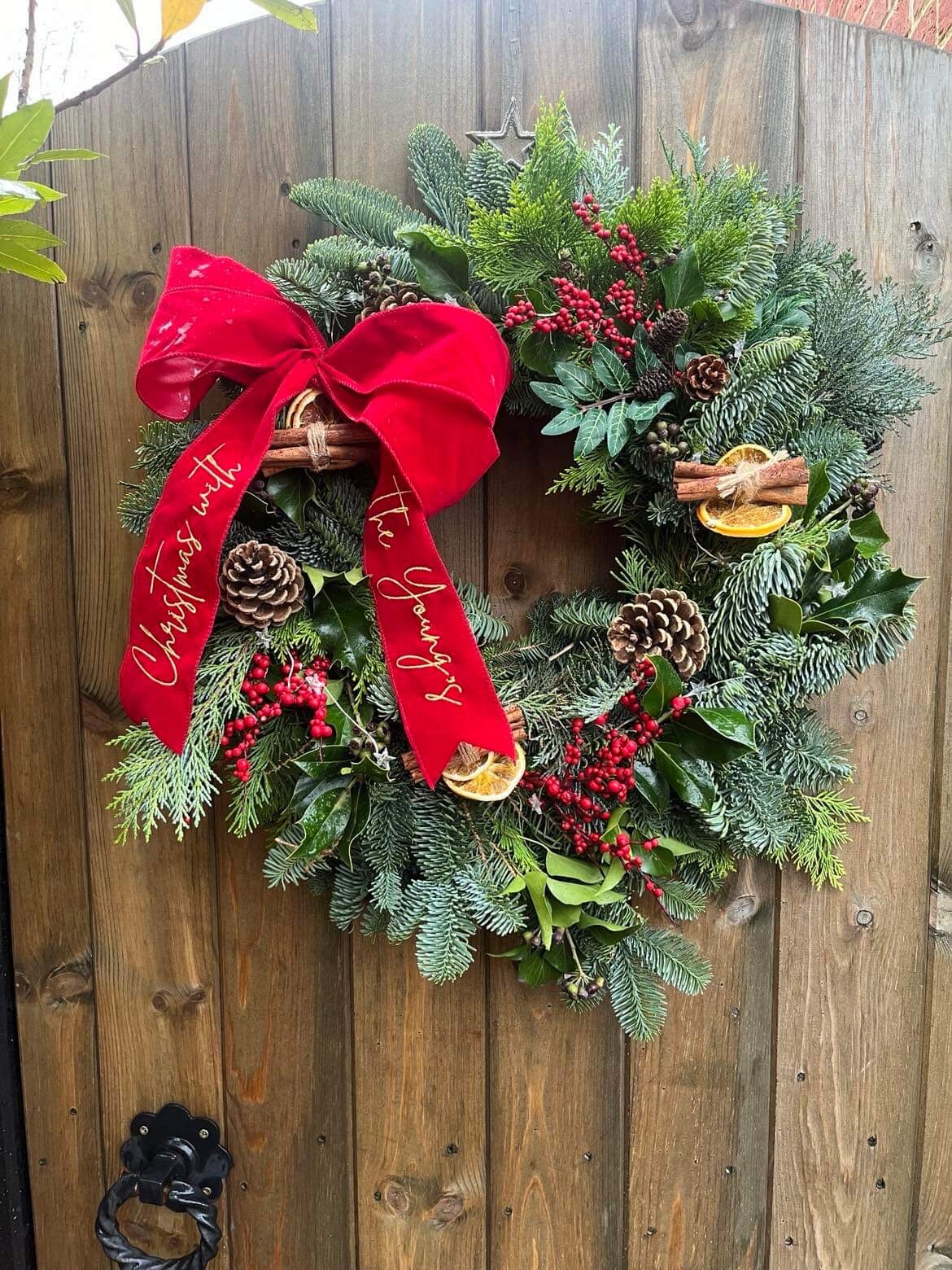 Personalized Velvet Christmas Wreath Ribbon
