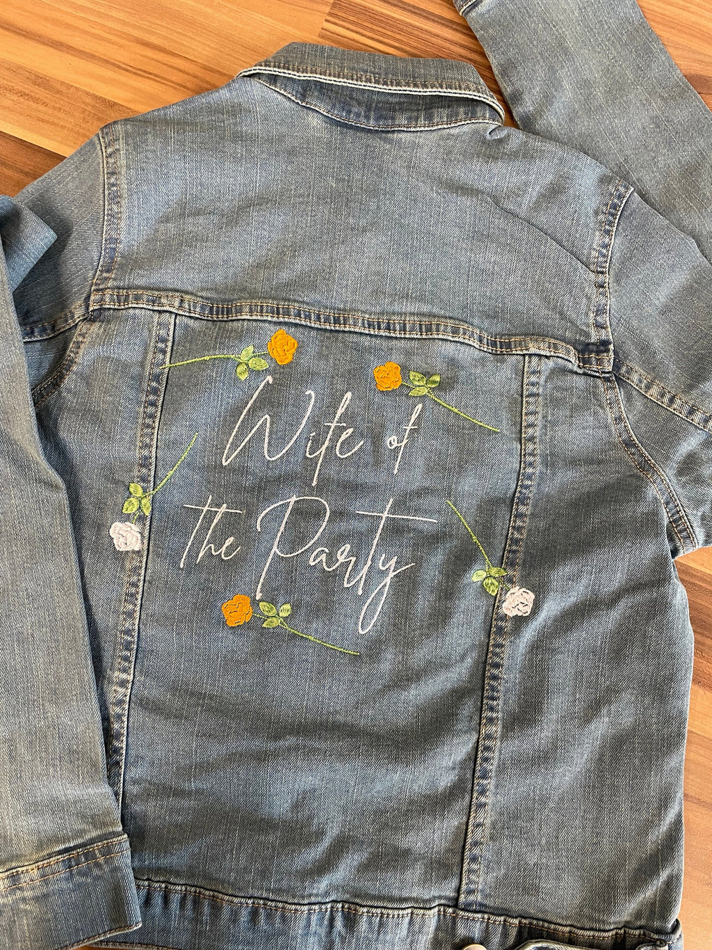 Embroidered Bride Denim Jacket: Personalized Wedding Day Jacket