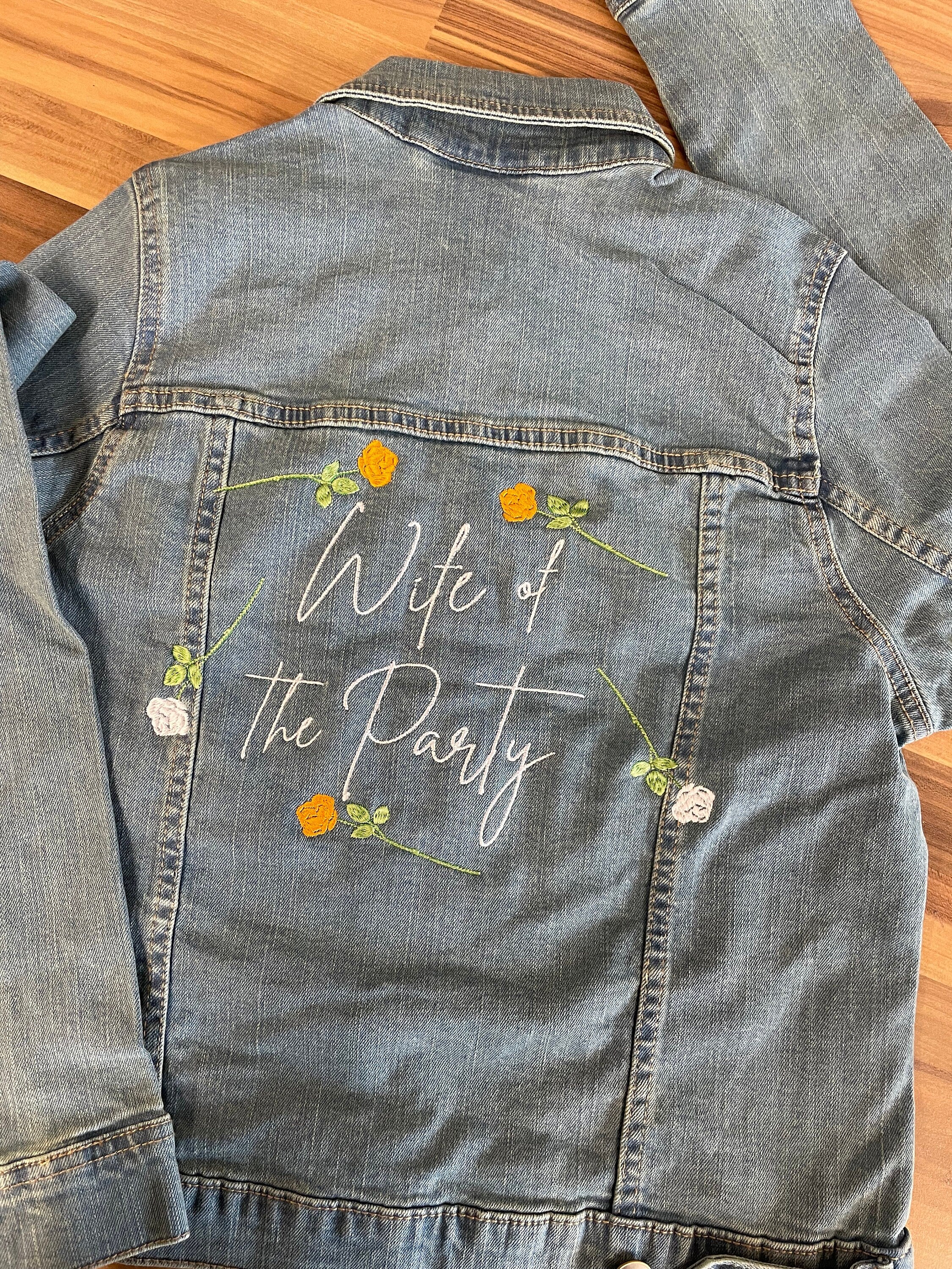 Embroidered Bride Denim Jacket: Personalized Wedding Day Jacket